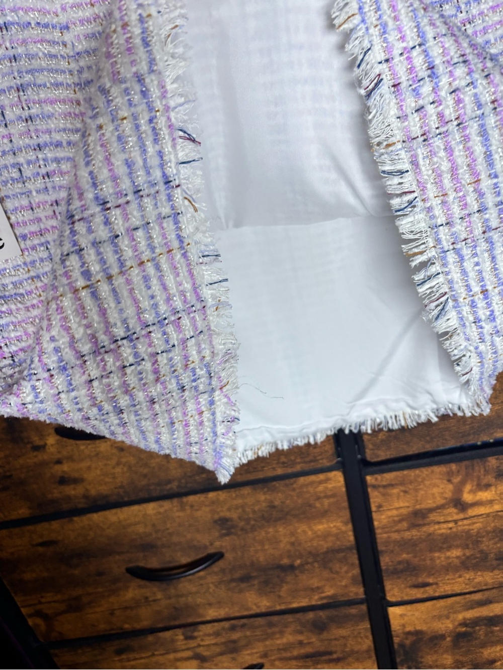 CeCe Lavender Tweed Mini Skirt with Pastel Accents NWT 12 - Picture 10 of 12